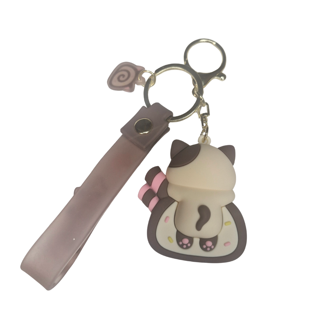 Chat Kawaii Chocolat - Porte-clés – Bijou de sac mignon & gourmand