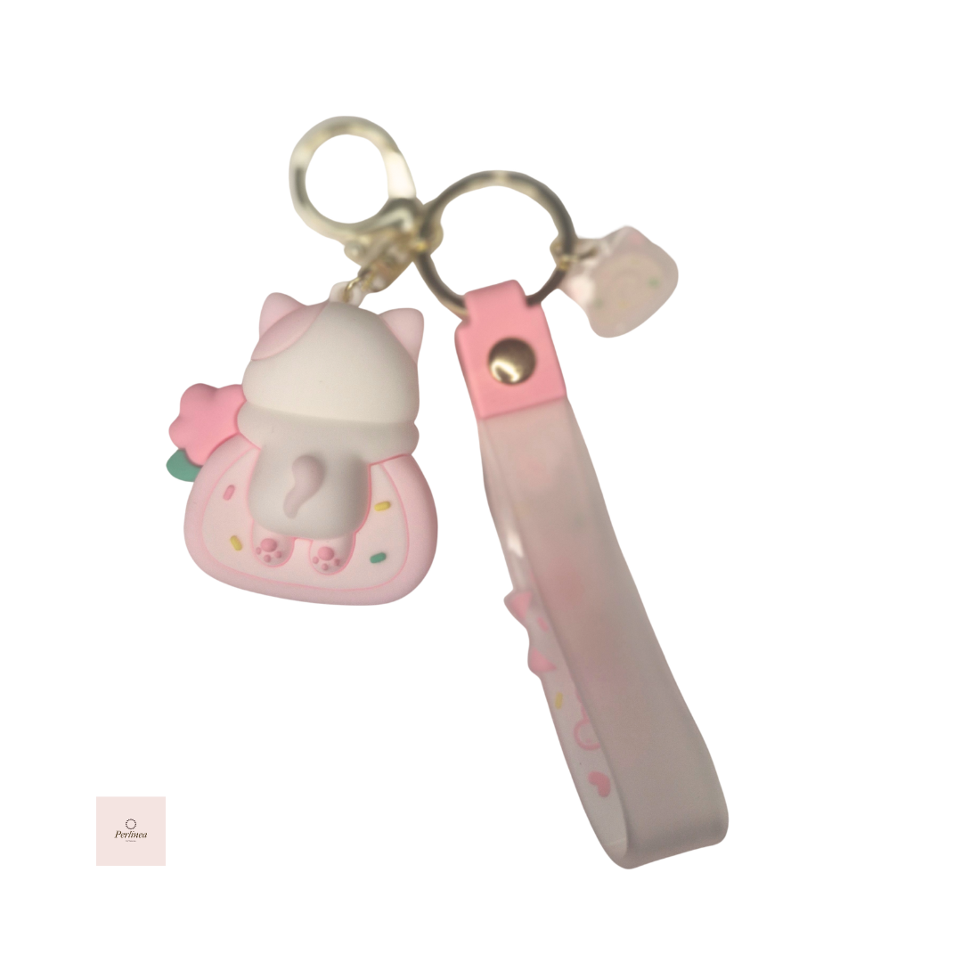 Chat Kawaii Rose - Porte-clés– Bijou de sac mignon & fantaisie