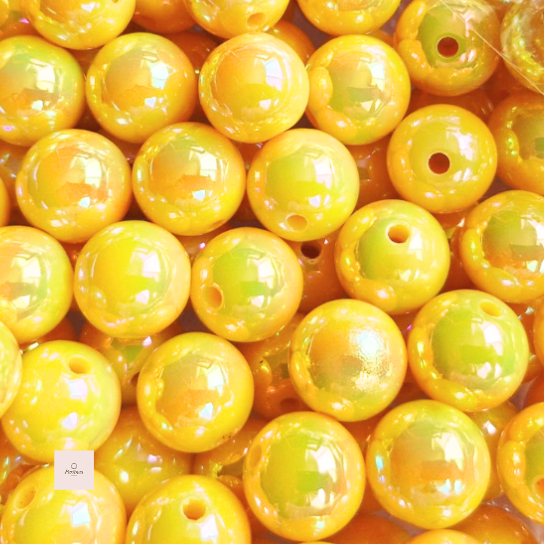 Soleils - Perles rondes nacrées 16 mm – perles acryliques pour bracelets, porte-clés, stylos, chaînes de téléphone et accessoires de sac DIY -  70 g