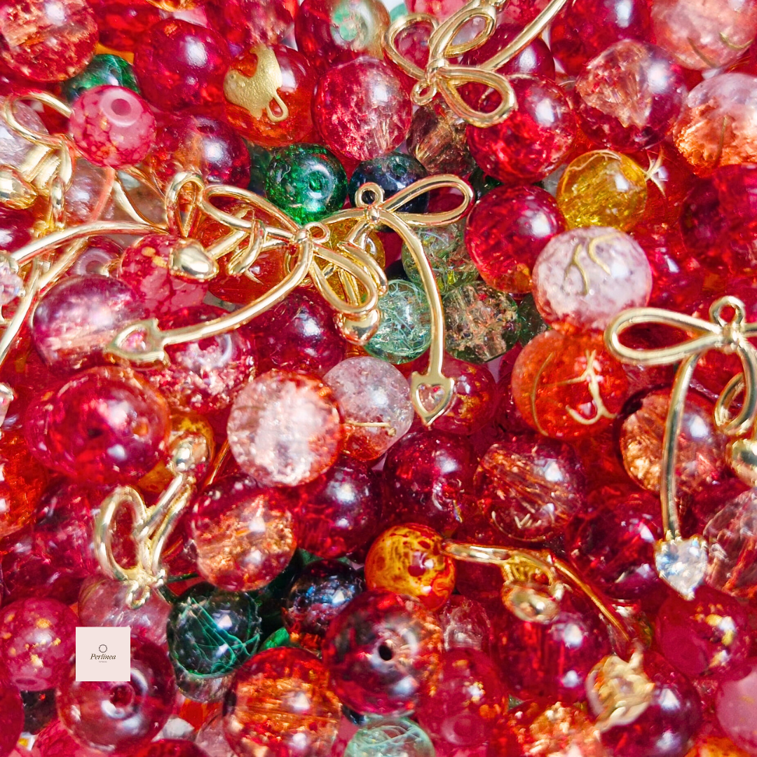 Éclat Tropical - Mix de perles en verre – 60 g avec breloques strass