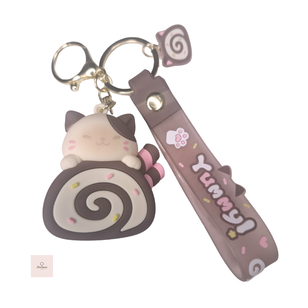 Chat Kawaii Chocolat - Porte-clés – Bijou de sac mignon & gourmand