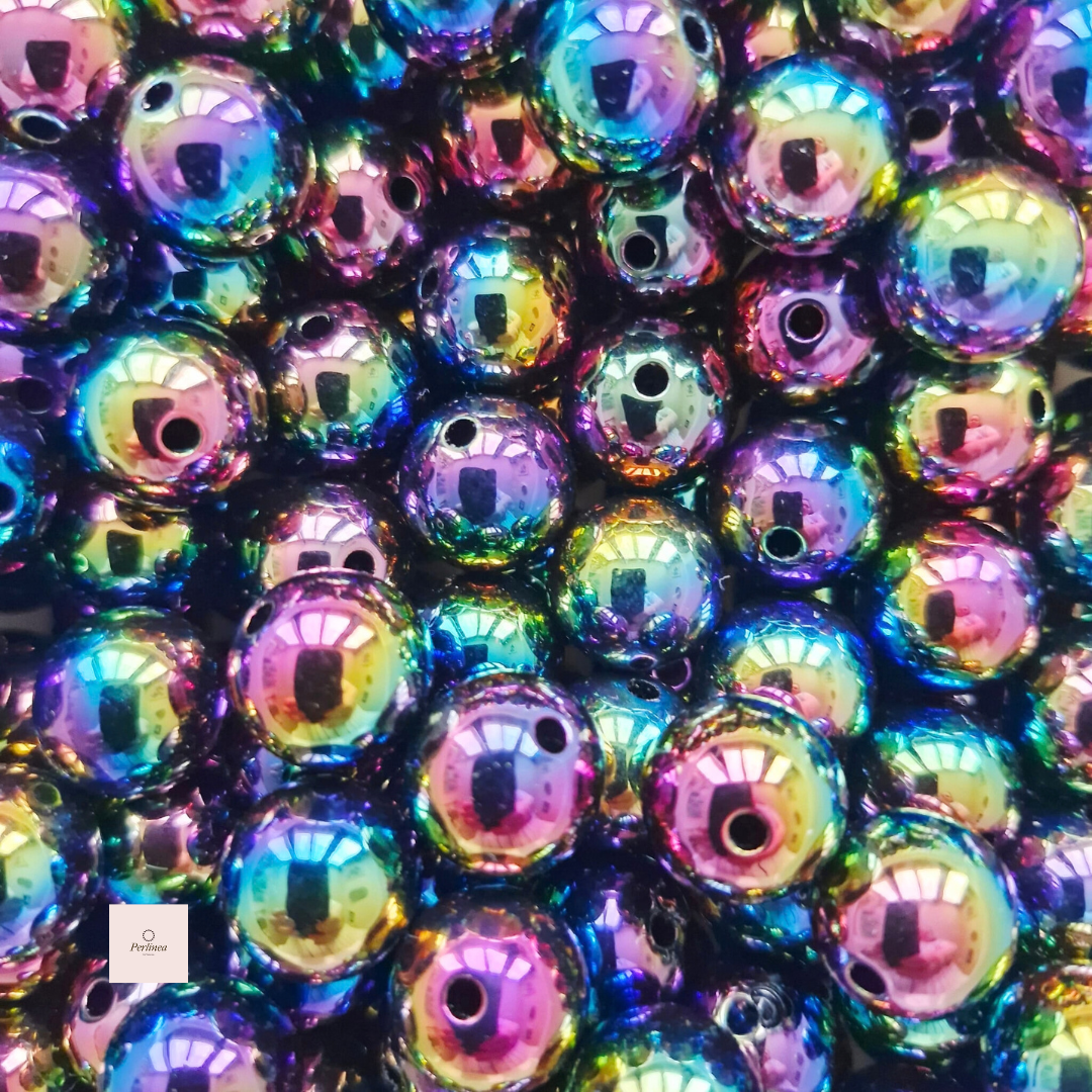 Soleils - Perles rondes nacrées 16 mm – perles acryliques pour bracelets, porte-clés, stylos, chaînes de téléphone et accessoires de sac DIY -  70 g